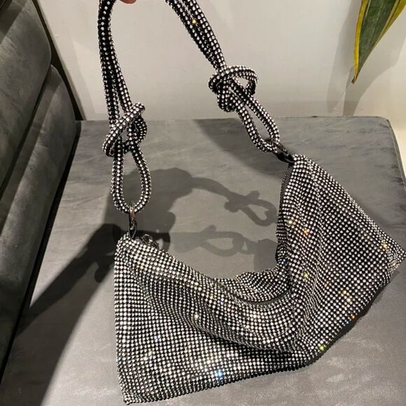 PhillysTreasure Handbags - PHILLY'S TREASURE BLACK MINI RHINESTONES HAND BAG
